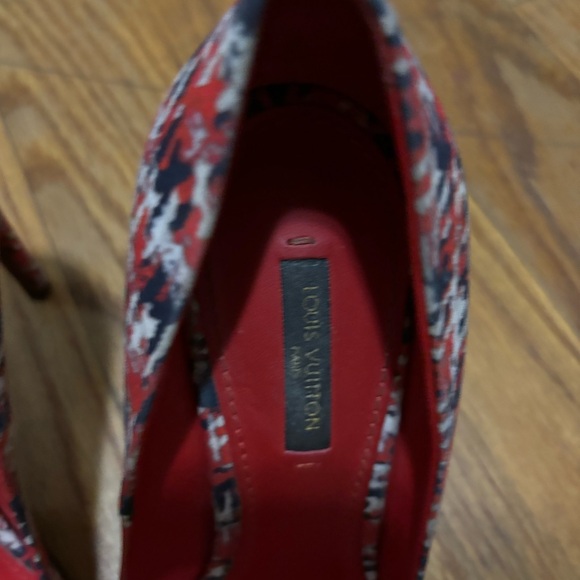 LOUIS VUITTON Chérie Heel Cloth Multicolour Houndstooth Size 9 - Picture 4 of 9